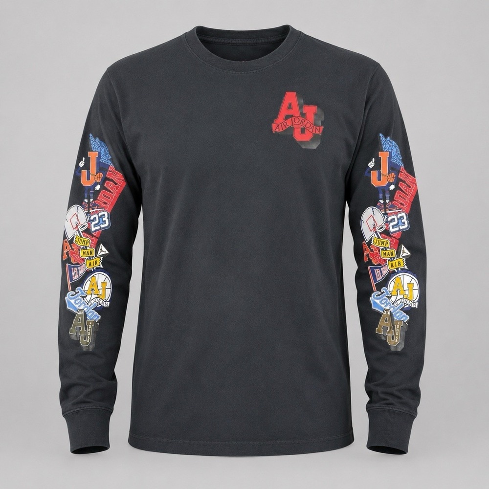 Nike Air Jordan‎ Jumpman Graphic Print Long Sleeve Shirt Men's Large Black